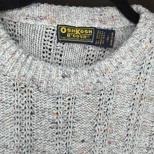 Vtg OshKosh Bgosh Sweater Men's XL Gray Fleck Knit Crewneck Chunky‎ Warm